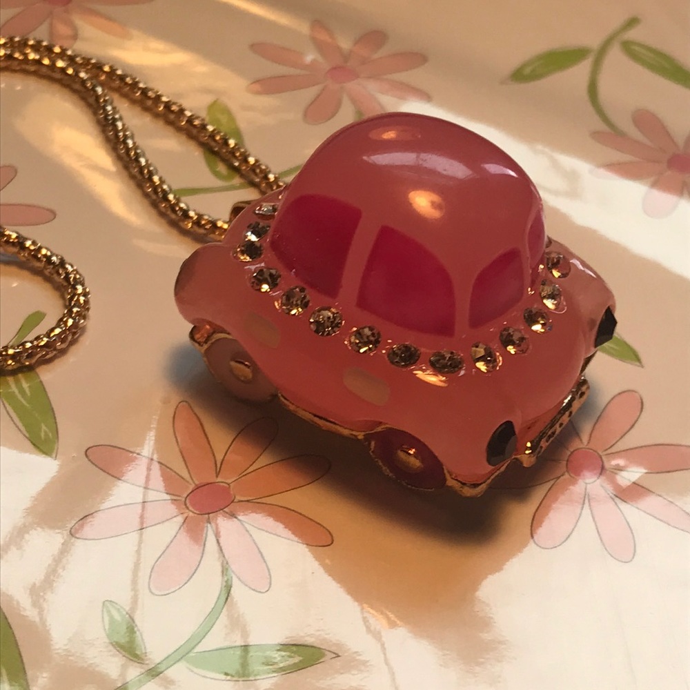 Pink resin car necklace